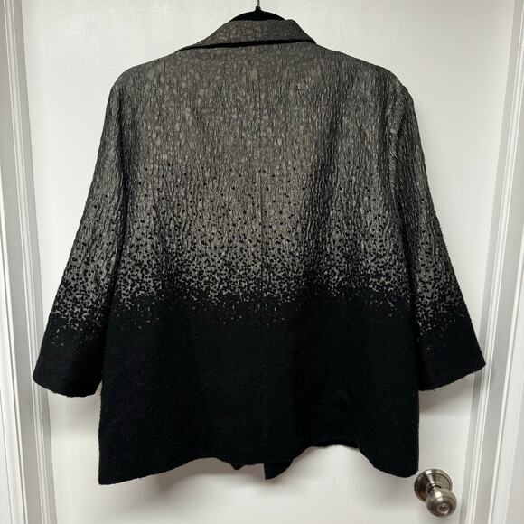 Eileen Fisher Womens Open Drape Blazer Jacket Size Large Black Gray Metallic - Picture 2 of 10